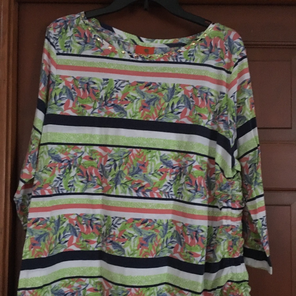 Hearts of Palm Print Shirt, Size XL
